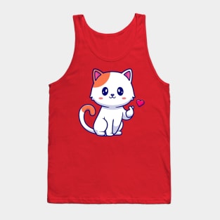 Adorable kitty holding a heart Tank Top